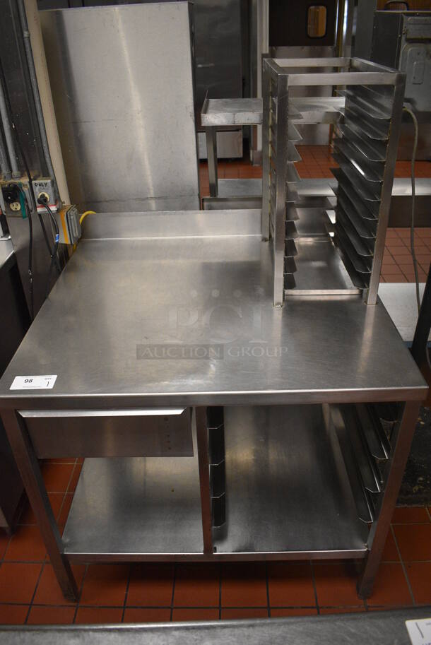 Stainless Steel Commercial Table w/ Pan Rack, Lower Pan Rack and Drawer. 39.5x36x59.5. (kitchen) - Image 1 of 6