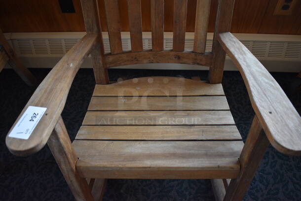 Wooden Rocking Chair w/ Arm Rests. 27x33x44. (sunroom dining room) - Image 4 of 5