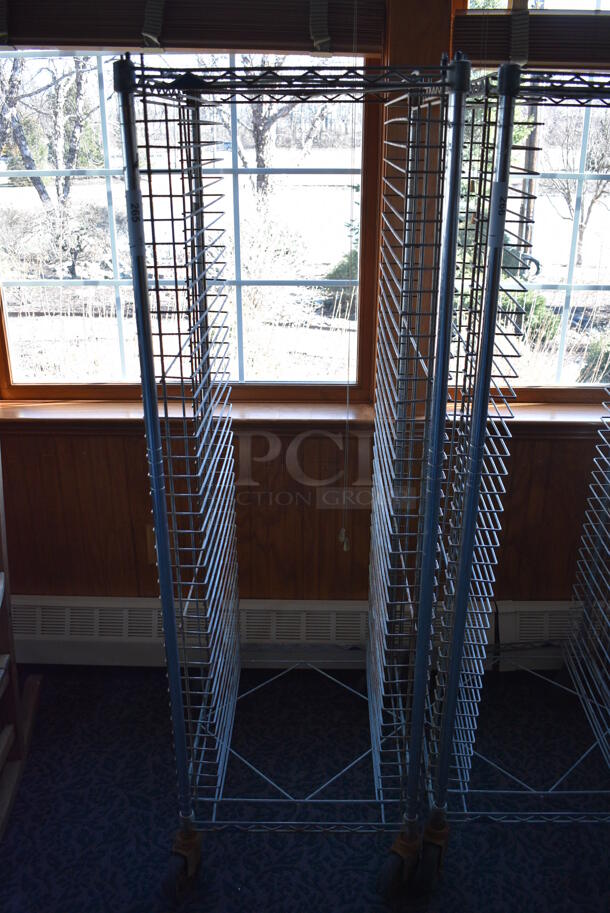 Metal Commercial Pan Transport Rack on Commercial Casters. 22x26x68. (sunroom dining room)