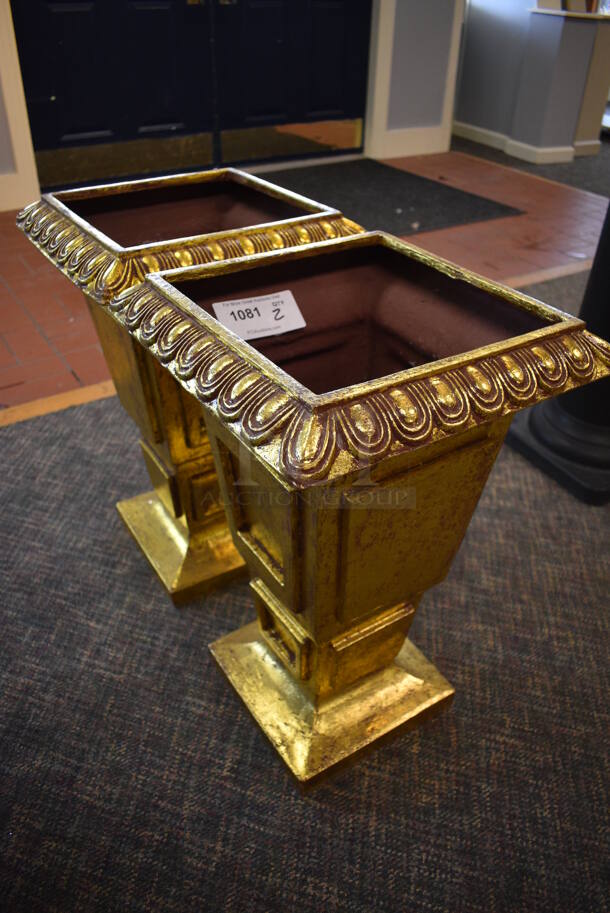 2 Gold Colored Planters. 15x15x24. 2 Times Your Bid! (garden center) - Image 5 of 5