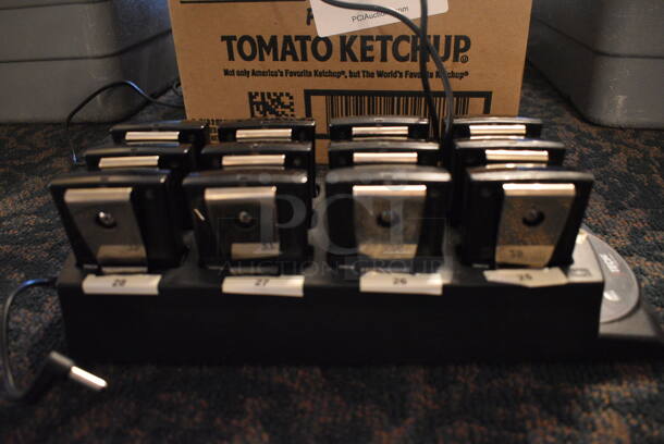 ALL ONE MONEY! Lot of 7 Jtech Table Beeper System Charging Bases w/ a Total of 55 Beepers. 5x13x2. (main dining room) - Image 2 of 8
