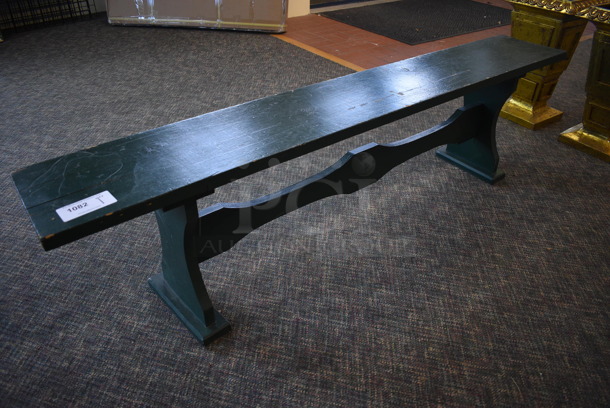 Green Wooden Bench. 72x11.5x18.5. (garden center)