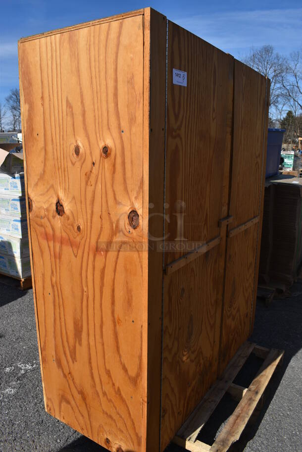ALL ONE MONEY! Pallet Lot of Various Items Including Wooden 2 Door Cabinet. 56x26x70. (warehouse) - Image 2 of 5