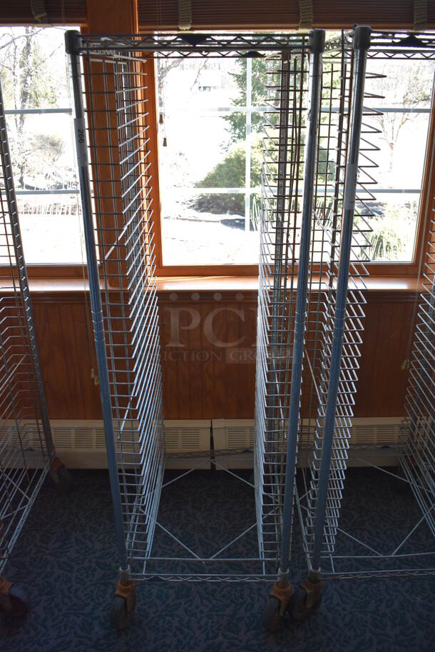 Metal Commercial Pan Transport Rack on Commercial Casters. 22x26x68. (sunroom dining room)