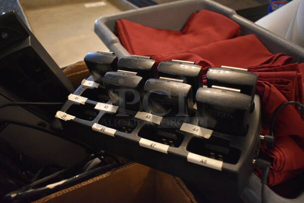 ALL ONE MONEY! Lot of 7 Jtech Table Beeper System Charging Bases w/ a Total of 55 Beepers. 5x13x2. (main dining room) - Image 5 of 8