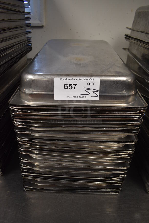 33 Stainless Steel Full Size Drop In Bins. 1/1x2. 33 Times Your Bid! (drop in bin kitchen)