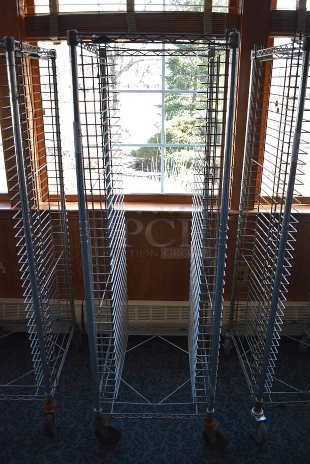 Metal Commercial Pan Transport Rack on Commercial Casters. 22x26x68. (sunroom dining room)