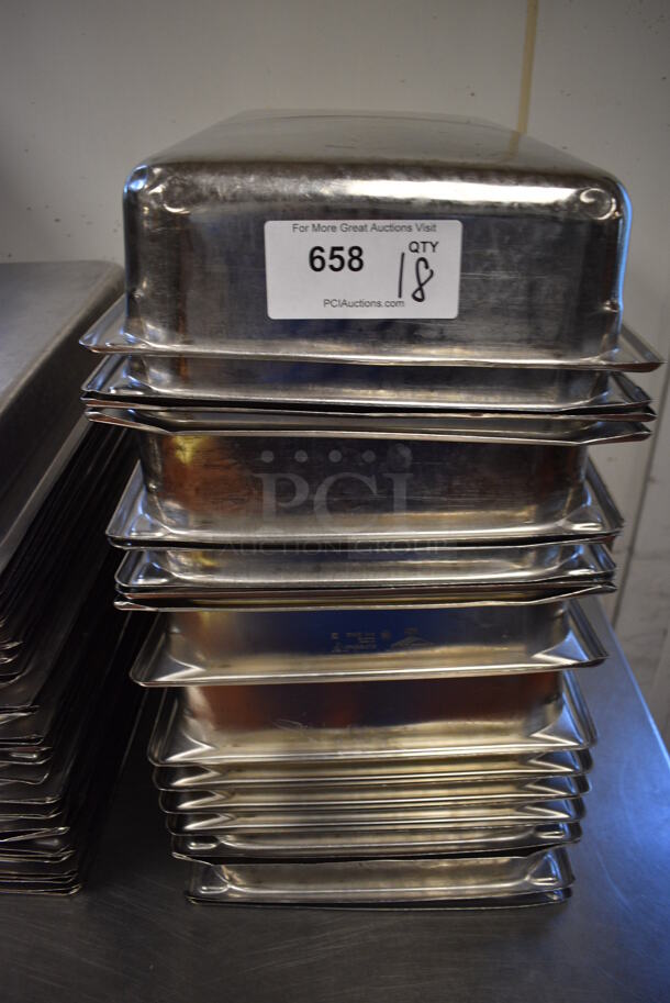 18 Stainless Steel Full Size Drop In Bins. 1/1x4. 18 Times Your Bid! (drop in bin kitchen)