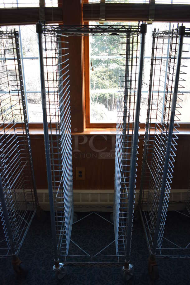 Metal Commercial Pan Transport Rack on Commercial Casters. 22x26x68. (sunroom dining room)