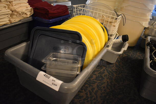 ALL ONE MONEY! Lot of 2 Bins of Various Items Including Lids and Wire Basket! (main dining room) - Image 2 of 5