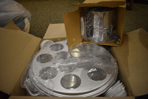 2 Various BRAND NEW IN BOX! Metal Items; Sifter and Pot. 8x8x6.5, 16x15x4. 2 Times Your Bid! (gift shop) - Image 1 of 3