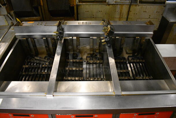 Vulcan Stainless Steel Commercial Floor Style Electric Powered Deep Fat Fryer on Commercial Casters. 46.5x34.5x41.5. Unit Was In Working Condition When Restaurant Closed. (kitchen) - Image 3 of 12