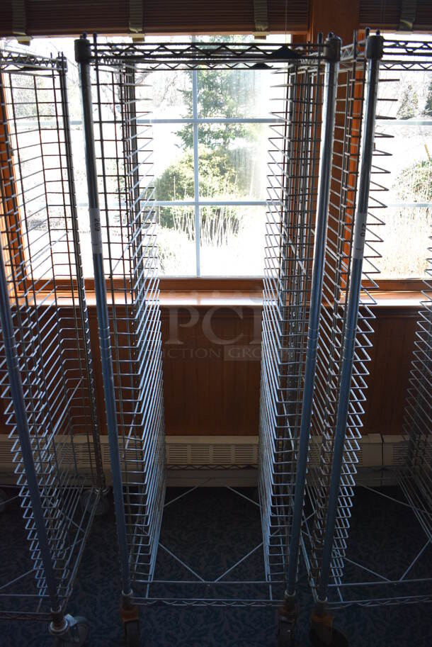 Metal Commercial Pan Transport Rack on Commercial Casters. 22x26x68. (sunroom dining room)