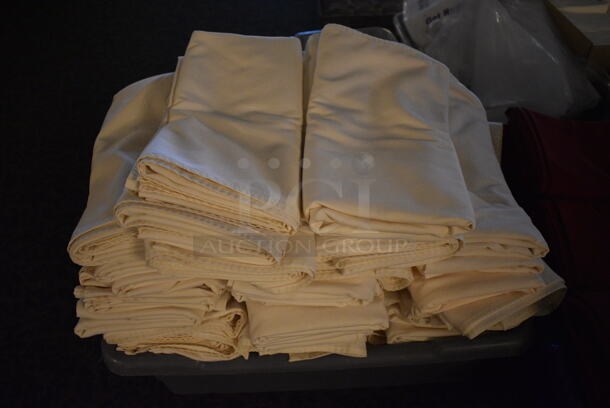 ALL ONE MONEY! Lot of 2 Poly Bins of White and Red Tablecloths! 24x16x8.5. 54x54. (main dining room) - Image 2 of 5