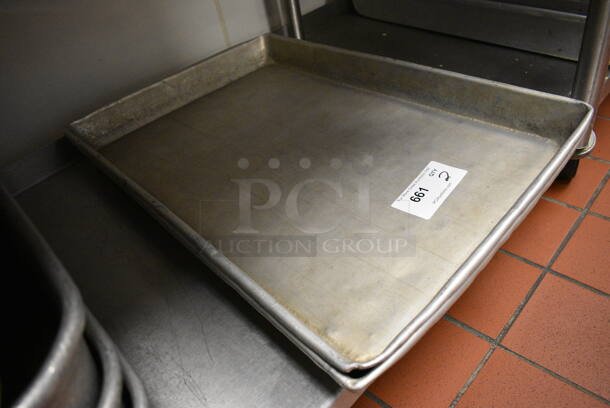 2 Metal Baking Pans. 18x25.5x2. 2 Times Your Bid! (drop in bin kitchen) - Image 2 of 3