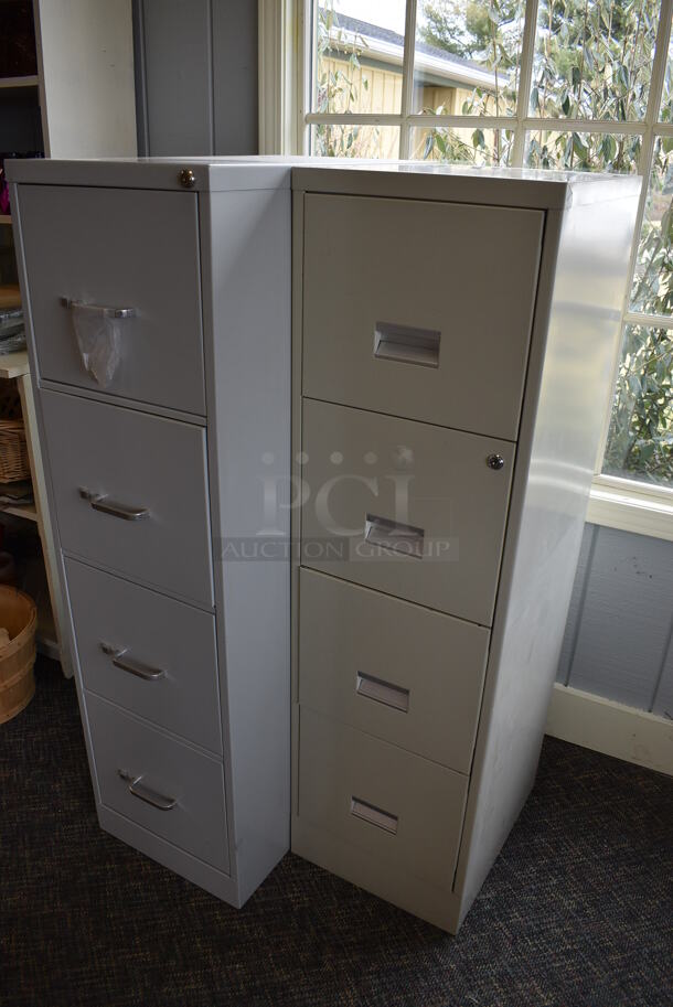 2 Metal 4 Drawer Filing Cabinets. 15x27x52, 15x18x52. 2 Times Your Bid! (garden center) - Image 2 of 6