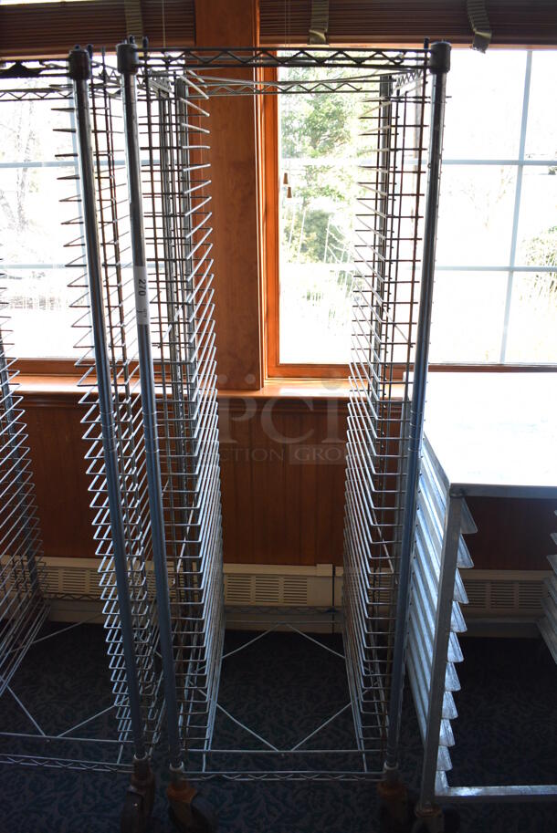 Metal Commercial Pan Transport Rack on Commercial Casters. 22x26x68. (sunroom dining room)