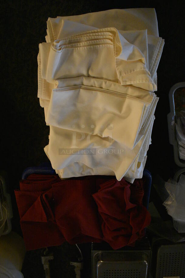 ALL ONE MONEY! Lot of 2 Poly Bins of White and Red Tablecloths! 24x16x8.5. 54x54. (main dining room) - Image 5 of 5