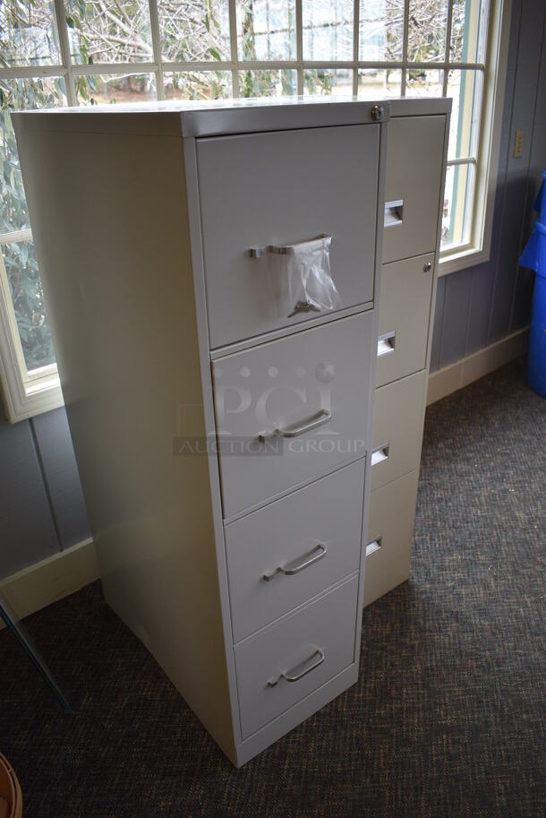 2 Metal 4 Drawer Filing Cabinets. 15x27x52, 15x18x52. 2 Times Your Bid! (garden center) - Image 3 of 6