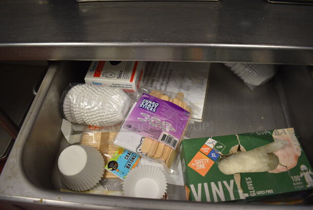 Stainless Steel Commercial Table w/ Back Splash, 2 Drawers and Under Shelf on Commercial Casters. Does Not Come w/ Contents. 96x30x40. (drop in bin kitchen) - Image 5 of 6
