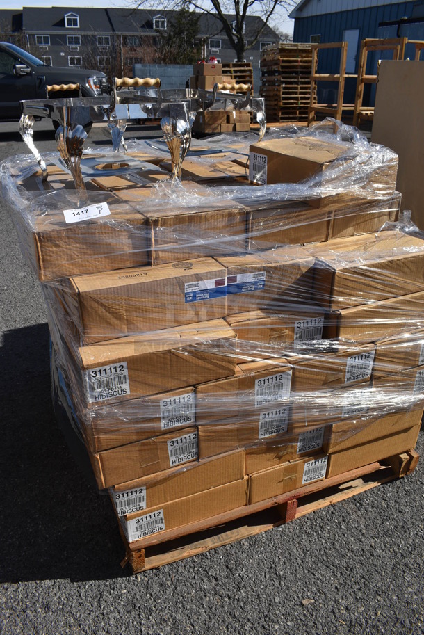 ALL ONE MONEY! Pallet Lot of Various Items Including Chafing Dish Frames and Hibiscus Placemats. (warehouse) - Image 4 of 5