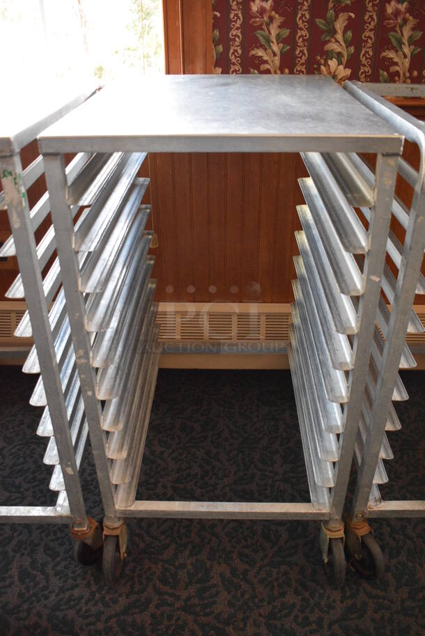 Metal Commercial Pan Transport Rack on Commercial Casters. 20.5x26x39 (sunroom dining room)