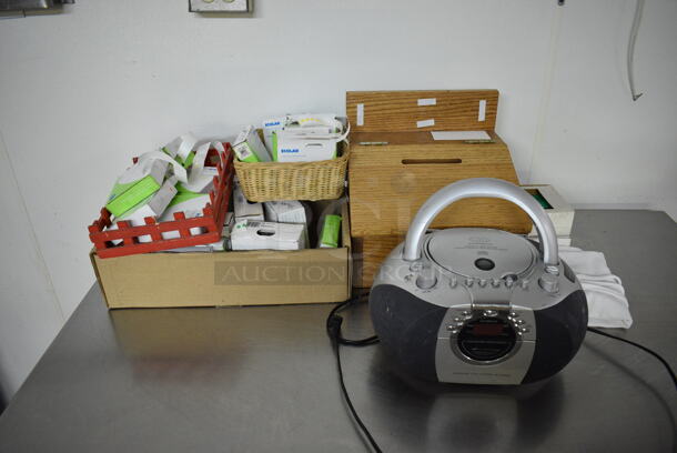 Stainless Steel Commercial Table w/ Contents Including Radio and Broom. 48x30x33.5. (bakery kitchen) - Image 3 of 5