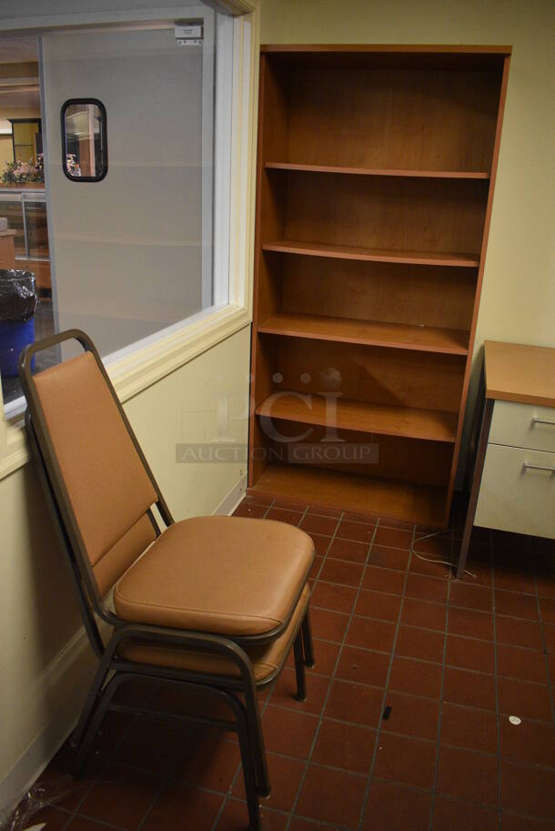 ALL ONE MONEY! Lot of 2 Desks, 2 Filing Cabinets, 1 Bookshelf, 1 Printer and 2 Chairs! BUYER MUST REMOVE. Desk 60x30x29.5. (bakery kitchen) - Image 2 of 4