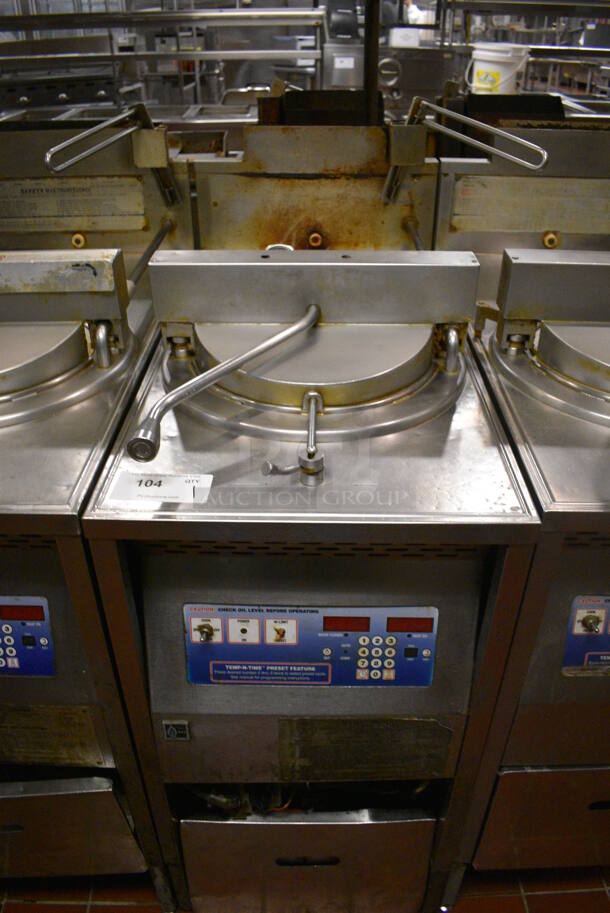 Broaster Model 1800GH Stainless Steel Commercial Floor Style Natural Gas Powered Pressure Fryer. 18x34x48. Unit Was In Working Condition When Restaurant Closed. (kitchen)