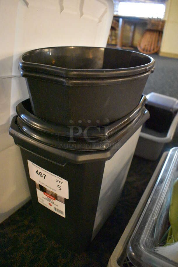 ALL ONE MONEY! Lot of 5 Black Poly Trash Cans! Includes 12x9x11. (main dining room) - Image 2 of 3