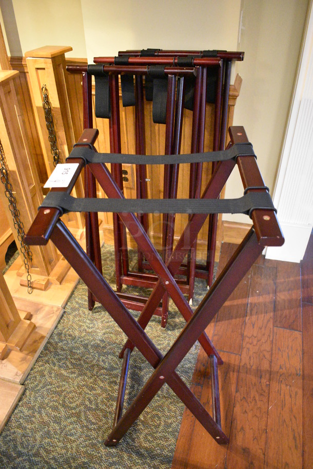 4 Wooden Serving Tray Stands. 18.5x17x38. 4 Times Your Bid! (gift shop) - Image 1 of 3