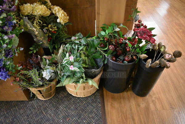 ALL ONE MONEY! Mega Lot of Various Fake Flowers, Table and 2 Wooden Stands! BUYER MUST REMOVE. (garden center) - Image 4 of 10