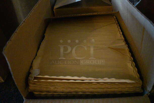 ALL ONE MONEY! Lot of 4 Boxes of Disposable Placemats! Tan and Maroon. 14x10. (main dining room) - Image 2 of 4