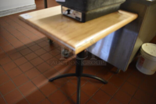 Wooden Tabletop on Black Metal Table Base. 30x24x32. (bakery kitchen) - Image 2 of 3