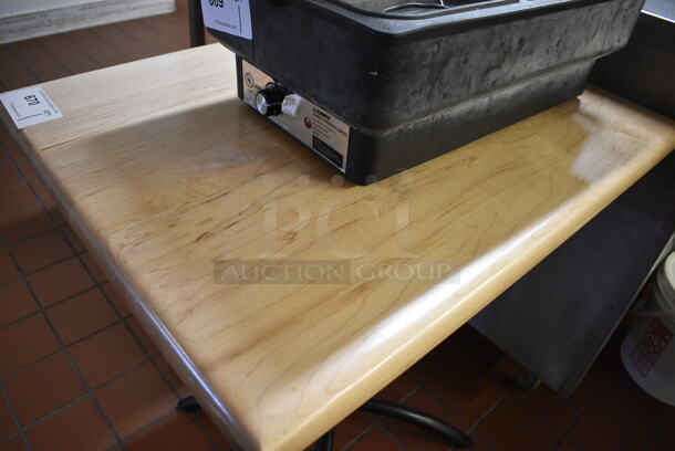 Wooden Tabletop on Black Metal Table Base. 30x24x32. (bakery kitchen) - Image 3 of 3
