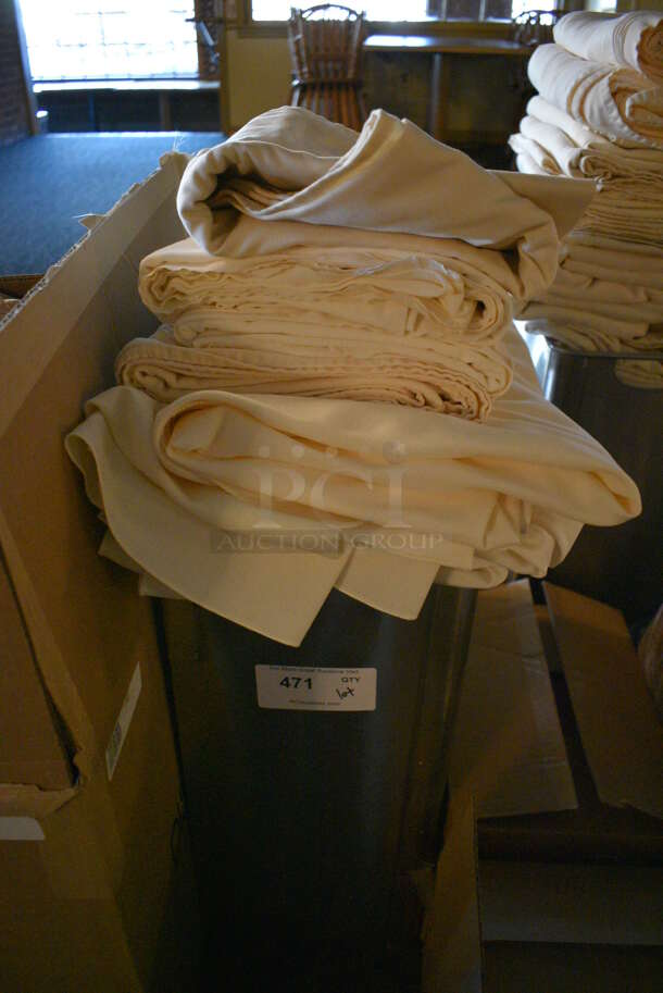 ALL ONE MONEY! Lot of White Tablecloths in Bin! 15x10x24. 54x120. (main dining room) - Image 4 of 5