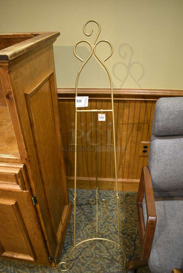 Gold Finish Metal Easel. 19x22x55. (gift shop) - Image 1 of 3