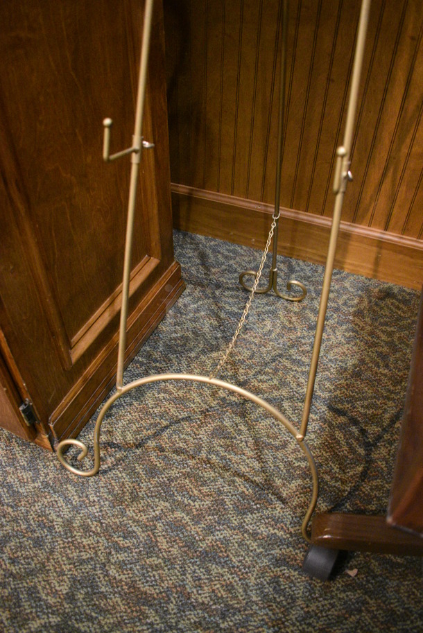 Gold Finish Metal Easel. 19x22x55. (gift shop) - Image 2 of 3