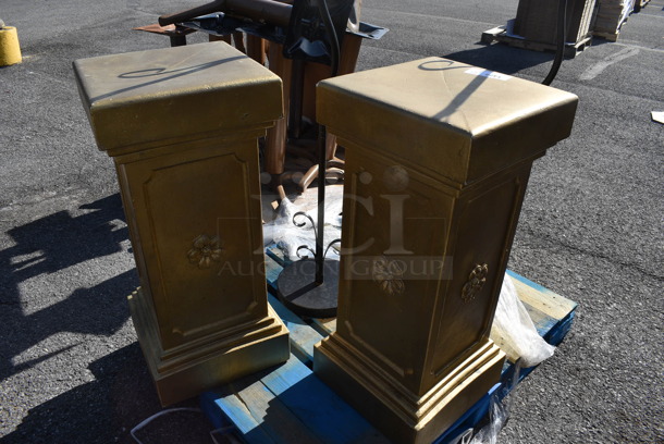 ALL ONE MONEY! Pallet Lot of Various Items Including 2 Metal Racks and 2 Gold Finish Columns. Includes 16x1634, 14x14x73. (warehouse) - Image 3 of 3