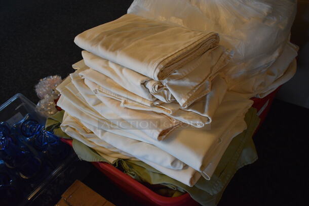 ALL ONE MONEY! Lot of 2 Bins of Various Tablecloths! Includes 23x16x16, 54x120. (main dining room) - Image 5 of 7