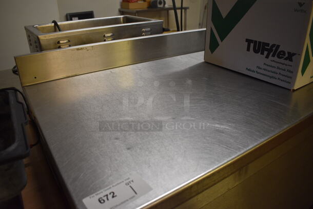 Stainless Steel Commercial Table w/ 2 Doors, Back Splash and Under Shelf. Does Not Include Contents. 90x27x40. (bakery kitchen) - Image 3 of 4
