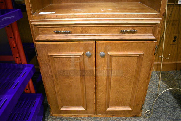 Wooden Cabinet w/ Drawer and 2 Doors. 34.5x21.5x52. (gift shop) - Image 4 of 6