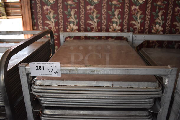 Metal Commercial Pan Transport Rack w/ 79 Metal Full Size Baking Pans on Commercial Casters. 20.5x26x68.5. 18x26x1. (sunroom dining room) - Image 4 of 5