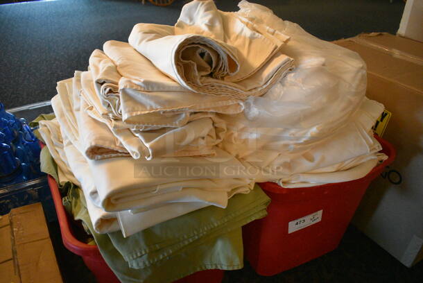 ALL ONE MONEY! Lot of 2 Bins of Various Tablecloths! Includes 23x16x16, 54x120. (main dining room) - Image 7 of 7