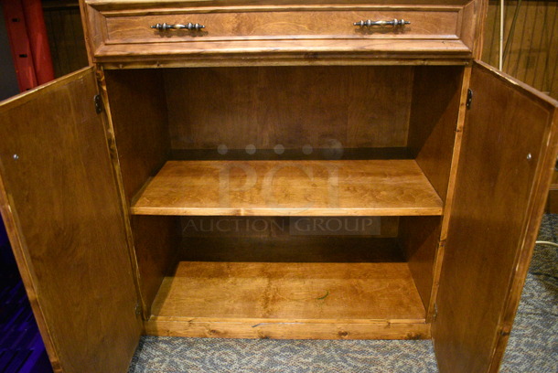 Wooden Cabinet w/ Drawer and 2 Doors. 34.5x21.5x52. (gift shop) - Image 5 of 6