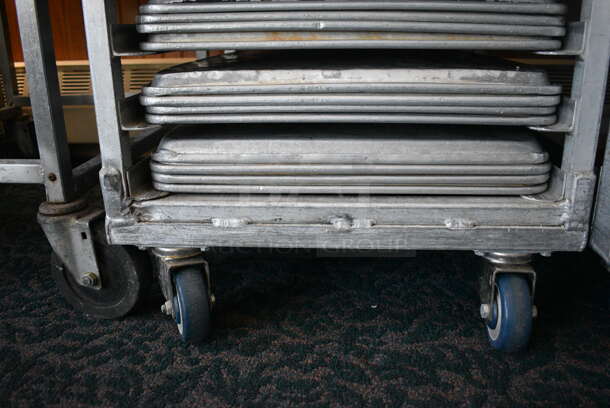 Metal Commercial Pan Transport Rack w/ 79 Metal Full Size Baking Pans on Commercial Casters. 20.5x26x68.5. 18x26x1. (sunroom dining room) - Image 5 of 5