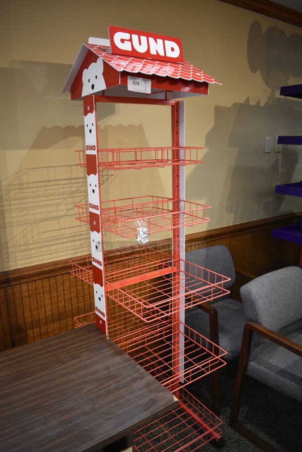 Red Metal Rack on Casters. 18x30x80. (gift shop) - Image 2 of 4