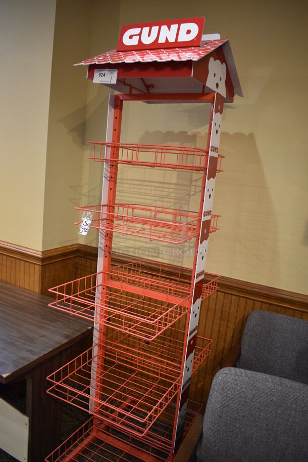Red Metal Rack on Casters. 18x30x80. (gift shop) - Image 4 of 4