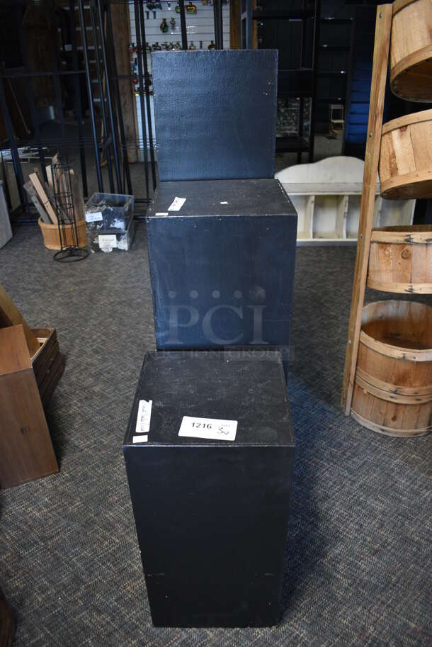3 Various Black Wooden Stands. Includes 12x12x48. 3 Times Your Bid! (garden center) - Image 1 of 4