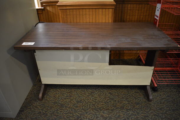 Wood Pattern Table. 54x26x27.5. (gift shop)